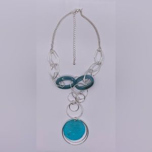 Brand New Silver Tone Chain Shell Beads Necklace